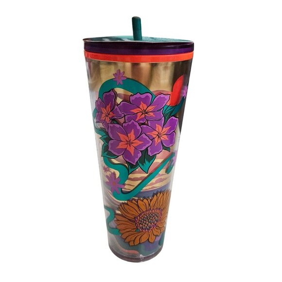 Rex Hamilton Starbucks NWT Limited Edition Floral Tumbler 24 Oz Bright Artsy - Picture 11 of 13